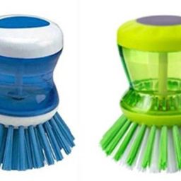® Dish / washbasin / Sink cleaning Plastic brush with self liquid soap dispenser (02 pcs.) Cleaning Brush Plastic Wet Brush Plastic Wet and Dry Brush-image-94