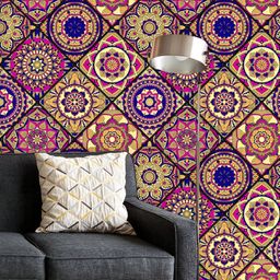 ArtzFolio Printed UV-Resistant Anti-Bacterial Vintage Arabic Indian Motifs Peel & Stick Wallpaper-image-61