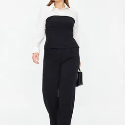 Trendyol Women Colourblocked Shirt Collar Top-image-57