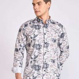 Espanshe Tailored Fit Floral Printed Long Sleeves Cotton Shirt-image-31