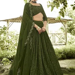 Kedar Fab Embroidered Lehenga & Unstitched Blouse With Dupatta-19