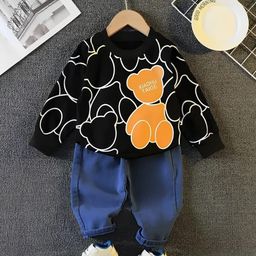 Googo Gaaga Boys Striped Pure Cotton Sweatshirt And Denim Trousers-picture-29