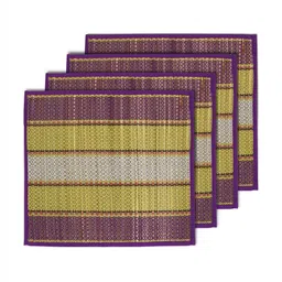 HOKIPO 4Pcs Purple & Yellow Patterned Floor Mats-55