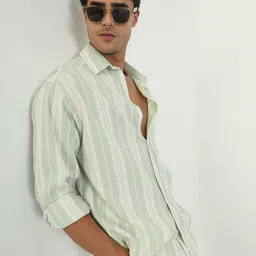 CHIMPAAANZEE Vertical Striped Oversized Twill Long Sleeves Shirt-picture-30