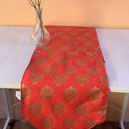 Pink Parrot Red & Gold Ethnic Motifs Printed Table Runner-image-67