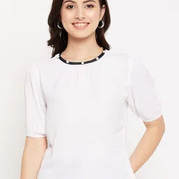 WineRed Puff Sleeve Top-image-15