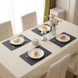 HOKIPO Navy Blue 4 Pieces Rectangle Heat Resistant Leak and Waterproof Table Placemats-35