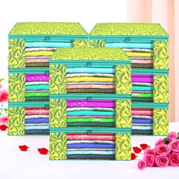 Aura Green & Yellow 9 Pieces Printed Foldable Saree Covers-14