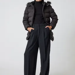 Koton Women Hooded Jacket with Fur Details-image-39