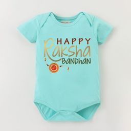 BLUSHES Kids Infants Happy Raksha Bandhan Printed Pure Cotton Half Sleeves Bodysuit-image-89