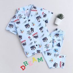 ULTRINA Girls Printed Lapel Collar Shirt With Pyjama-image-90