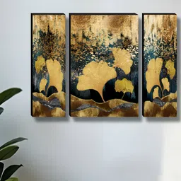 Myntra Elegant Homes Grey 3 Piece Synthetic Wood Floral and Botanical Wall Paintings-image-71