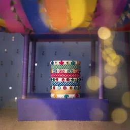 Taasha Craft Set Of 9 Threaded & Mirror Studded Bangles image 2
