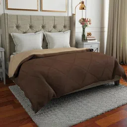 Doristyle Brown 250 GSM Checked Microfiber Single Bed Comforter-picture-31