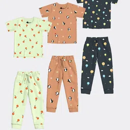 Orange Sugar Unisex Kids Printed T-shirt with Pyjamas-image-58