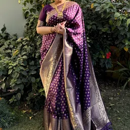 yourwish Ethnic Motifs Woven Design Zari Pure Silk Banarasi Heavy Work Saree-image-94