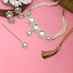 Atasi International Women Gold-Plated Kundan-Studded & Beaded Jewellery Set-5