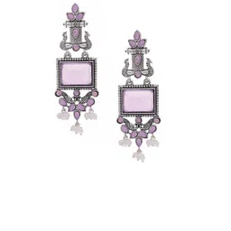 Anouk Set Of 2 Silver-Plated Artificial Stones and Beaded Geometric Shaped Drop Earrings image 5