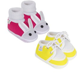 NESKA MODA 0 To 6 Month 2 Pair Set Newborn Baby Unisex Soft Skin-Friendly Cotton Lace Shoes Booties-image-78