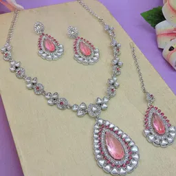 VATSALYA creation Rhodium-Plated Artificial Stones Alloy Jewellery Set-image-88