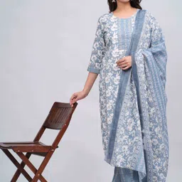 JAIPURI COLLECTION Women Ethnic Motifs Beads and Stones Kurta with Pyjamas & With Dupatta-picture-13