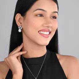 Anvik Silver-Plated American Diamond-Studded Jewellery Set image 5