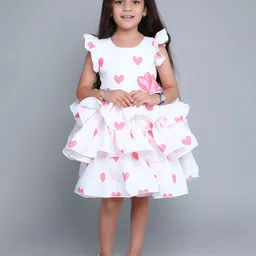 Pink Chick Print Flutter Sleeve Fit & Flare Dress-image-18