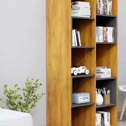 HEXA RED Brown & Grey Wooden Book Shelf-31