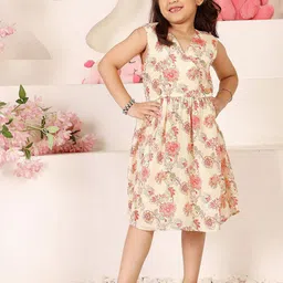 ADORNIA Girls Floral Print Fit & Flare Dress-picture-6