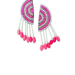 UnfoldSelf Handcrafted Half Circular Shaped Pearls Drop Earrings image 5