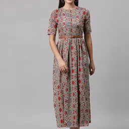 BAESD Floral Printed Belted Fit & Flare Maxi Dress-image-19