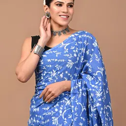 Crafts Moda Floral Pure Cotton Block Print Saree-44
