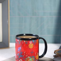 PENTADECO Red & Black Printed Ceramic Glossy Mugs Set of Cups and Mugs-53
