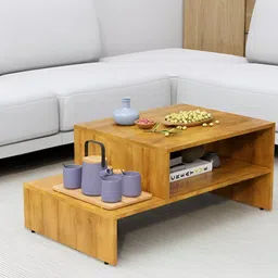 HEXA RED Brown Textured Wooden Rectangle Coffee Table-9