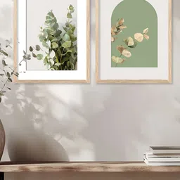 Kotart Brown & Green 2 Pieces Floral Printed Wooden Wall Arts-picture-14