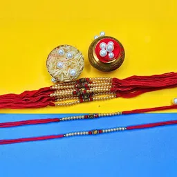 Anouk Set Of 12 Beaded Cotton Thread with AD Stones & Meenakari Designer Rakhi for Brother-82