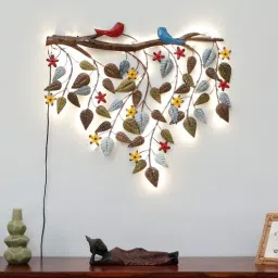 Branch With Leaves Multicolour Handmade Metal Wall Art by Home Decor International-picture-23