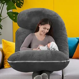 J Shaped Microfibre Solid Pregnancy Pillow Pack of 1-image-81