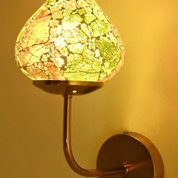SOMIL Green & Orange Printed Glass Abstract Shaped Shaped Wall Lamp-5
