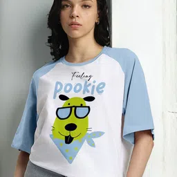 JUNEBERRY Women Graphic Printed Round Neck Pure Cotton Oversized T-shirt-image-95