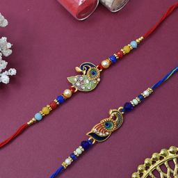 MEIRA JEWELLERY Set Of 2 Rakhi With Greeting Card & Roli Chawal-image-100