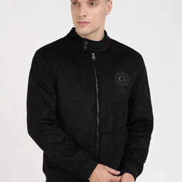 GUESS Men Mandarin Collar Solid Casual Bomber Jacket-image-63