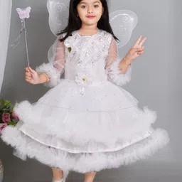 PN Fashion Girls Embellished Round Neck Net Fit & Flare Dress-38