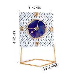HOMEARTE Cotton Desk Clock Blue & White Square Vintage Table Clock-image-77
