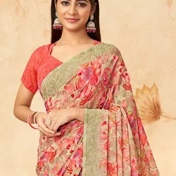 Anouk Rustic Floral Poly Georgette Sungudi Saree image 3