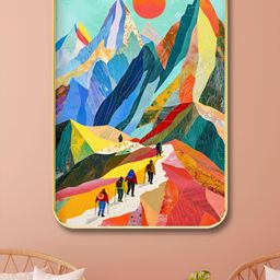 Livin'luxe Blue & Green Wooden Mountains Painting Wall Art-image-70
