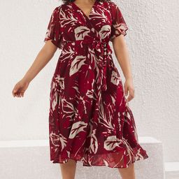 Trendyol Floral Printed Wrap Midi Dress-49