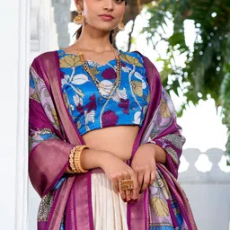 A TO Z CART Printed Ready to Wear Silk Lehenga & Unstitched Blouse With Dupatta image 4