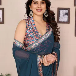 Ekasya Embroidered Poly Georgette Saree-image-49