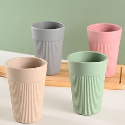 eha Pink And Green 4 Pieces Striped Matte Cups-350 ml Each-image-45